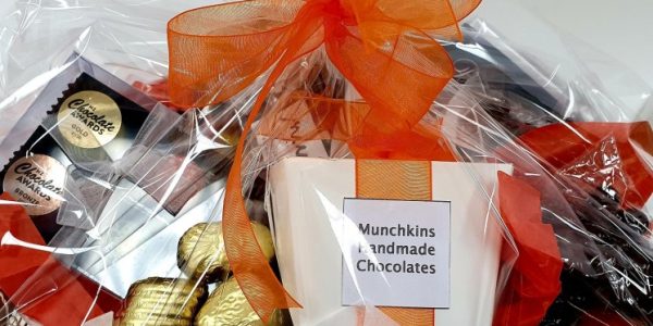 Gift hamper filled with Munchkins goodies